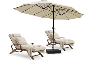 VOWNER Parasoll dubbelsidigt, 4,4 m x 2,6 m, rektangulärt parasoll med vev, sommarparaply rektangulärt trädgårdsparaply UV-sk