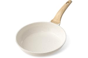 YASHE Padella Antiaderente da 20 cm, Padella con Rivestimento in Granito per Uova, Pancake e Bacon, Compatibile con Induzione, Facile da Pulire, Senza PFOA con Manico Resistenti al Calore