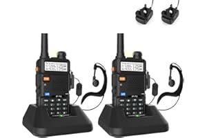 POFUNG 2Pcs BF5RUV Walkie Talkie Dual Band VHF/UHF 144-146/430-440MHz Long Range Two Way Radio for Adults with 128 Channel, LED Light