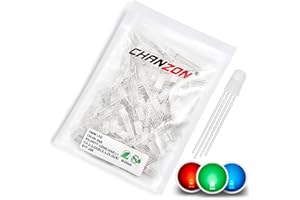 Chanzon 100pcs 5mm RGB Multicolore Diffusé LED Diode Lumières Cathode Commune (Givrée Ronde Tricolore)4 Broches Lumineux Ampoule Lampes Composants Électroniques Indicateur Diodes Émettrices De Lumière