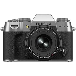 Fujifilm X-T50 40 MP APS-C X-Trans Sensor|Retro Style mirrorless Camera|4k/6.2k vlogging|High Speed Recording FHD 240fps|Advance AF with 16-50mm Optical Zoom Lens f/2.8-4.8 - Silver