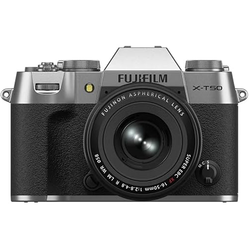 Fujifilm X-T50 40 MP APS-C X-Trans Sensor|Retro Style mirrorless Camera|4k/6.2k vlogging|High Speed Recording FHD 240fps|Advance AF with 16-50mm Optical Zoom Lens f/2.8-4.8 - Silver