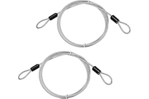 TIXIPEM Security Cable with Loops [2Pcs] - 3.28ft / 129.1 Inch Stainless Steel Luggage Lock Safety Cable Use for Bikes & Luggage & Toolbox, & Tent - [Silver] Wire Rope Lanyard