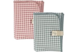 Walking Mum. Cambiador de Bebé I Love Vichy. Diseño portátil y plegable. Fácil de guardar en el bolso maternal. Color Rosa. Medidas 18X27X4 cm.