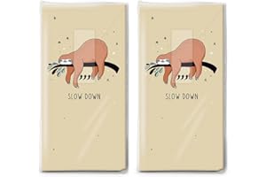Taschentücher bedruckt 2x 10 Taschentücher Immer langsam/Faultier/Kinder/Tiere, Papiertaschentücher, 4-lagig, Beige, Schwarz, Braun, wiederverschließbare Packung