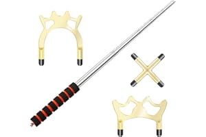 TIHOOK 4 STK,Versenkbare Billard Queue Stick Brücke, Queue Halter,Billard Queue Zubehör,3 STK Abnehmbarem Messing Brücken Kopf,Billard Queue Stick Brücke für Pool Tisch (Gold)