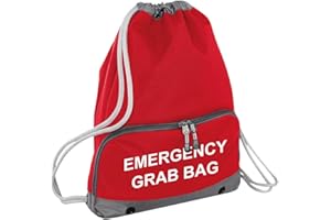 Workwear World Supersize School Evacuation Emergency Grab Bag - Printed Red Emergency Documents Drawstring Sack Bag