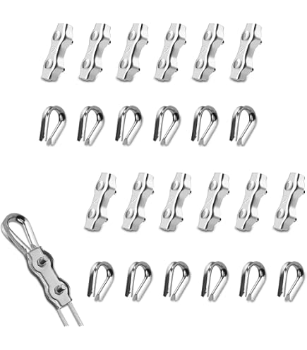 Produktbild von 24-teiliges M4 Duplex-Seilklemmen-Set Mit 12 Kauschen – Edelstahl 304 Für 4 Mm Drahtseile – Für Zäune, Sonnensegel Und Geländer