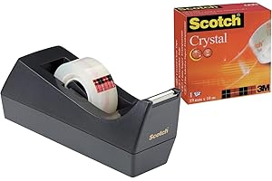 ‎SCOTCH Scotch C38 Tischabroller Crystal Klebeband, Schwarz, Standard, 1 Rolle, 19 mm x 10 m