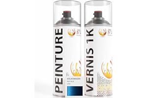 ipixline Kit Peinture Carrosserie Voiture - Bombe de Peinture 400 ml et Vernis Brillant 1k 400 ml - Pack Spray Aérosol Retouche Auto Moto pour Volkswagen - Reef Blue - LB5K