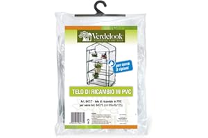 VERDELOOK | Telo di Ricambio in PVC Trasparente per Serre cod: 647/1 e 647/65, Resistente, Protezione Piante, Apertura Frontale con Cerniera, per Serre a 3 Ripiani, 69x49x125 cm, Serra 3 ripiani