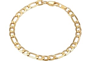 PROSTEEL Gourmette Homme Chaîne Bracelet Figaro 6mm/9mm/13mm en Acier Inoxydable/Plaqué Or/Noir, 19cm/21cm/23cm de Long