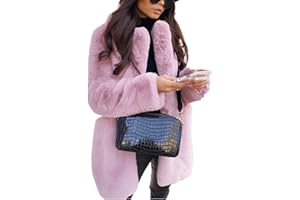 WHZXYDN TempéRament Commuter Manches Longues Col Revers Veste en Fausse Fourrure Couleur Unie Chaud Mince Manteau Femmes Fourrure