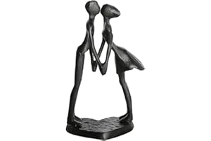 Aoneky Affectionate Couple Art Iron Sculpture, 6 Years of Love Wedding Passionate Love Figurine Statue Romantic Metal Ornament Mantelpiece Table Decoration (Hold Hands Kiss)