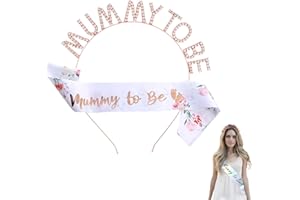 BNFGD Mummy to Be Sash, Rhinestone Tiara Crown Headband and Badge Party Decoration Party Supplies Maternity Favour Gifts Baby Shower Gifts (A Set of Hair Bands and Shoulder Straps)