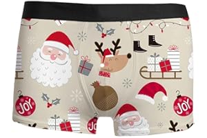 GENERISCH Weihnachten Boxershorts Herren Bedruckt Unterhosen Männer Weihnachts Unterhose Weich Bequeme Retroshorts mit Elastische Taille Weihnachtsabend Boxer Brief Trunks
