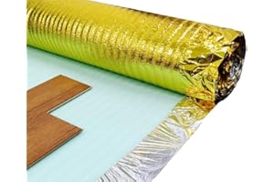 Imperial Studios Comfort Gold Underlay 3mm Acoustic Gold Underlay for Wood or Laminate Flooring Barrier Plus Underlay Foil Damp Proof Membrane - Great Sound & Heat Insulation (Roll Dimension: 15㎡)