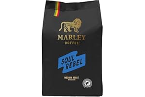 Marley Coffee Soul Rebel Medium Roast Coffee Beans 227g - From The Marley Family - Rainforest Alliance Certified - 227g - Strength 3 - For All Coffee Machines