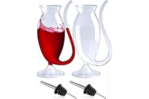 SUPROBARWARE Port Sippers - Juego de 2 copas de vino para vampiro, 240 ml, juego de 2 vasos de cóctel creativos transparentes con tubo para beber, para cócteles, jugos, vinos, whisky, hogar, bar, barware, regalo