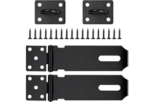GJNMYSD 1 PCS 5 Inch Shed Door Latch Gate Lock Latch Hinge Padlock Catch Door Clasp Latch Security Hasp,hasp and Staple,Door Padlock Buckle for Doors,Windows,pet Cages,cabinets,lockers Etc (Black)