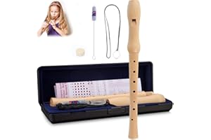 dvSRFw Holzblockflöte Blockflöte Sopran Blockflöte Deutsche Griffweise aus Holz, 8-Loch Flöte für Erwachsene, Kinder& Anfänger Deutscher Stil - 8 Löcher Kein chinesisches Logo