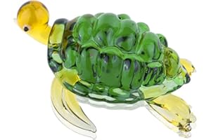 BESOT Figurine di Vetro Verde Tartaruga di Mare di Cristallo Fatti A Mano Carino Mano Opere D'arte Soffiato Miniature Complementi Arredo Casa (verde)