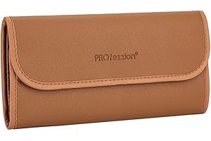 PROfezzion Etui de Filtre 4 Poches Pochette de Filtre pour Objectif de caméra Sac de Transport pour Filtre Rond UV ND CPL Jusqu'à 82 mm de Stockage avec Chiffon de Nettoyage en Microfibre, Marron