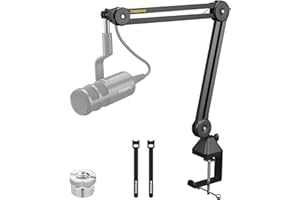MAONO Mikrofon Arm, verstellbar mit 3/8"-5/8" Adapter, für Blue Yeti、HyperX QuadCast、SoloCast、Elgato Wave、FIFINE, Podcast & Streaming, BA37 schwarz