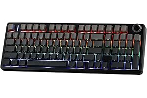 MechLands Aula F99 PRO - Tastiera meccanica da gioco al 96%, BT5.0/USB-C/2,4 GHz wireless, guarnizione sostituibile a caldo, tastiera personalizzata con batteria da 8000 mAh, manopola rotante,