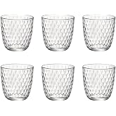 Bormioli Rocco Set of 6 Slot Glass Cups 29 cl | Clear, Glass, Low Format, Embossed Finish, 6 Pieces