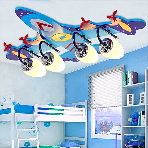 Preisvergleich Produktbild YOLANDON LED-Karton Flugzeug Kinder Decke Wandleuchte, E27 Lampe Spezifikationen, Nachtlicht, Augenschutz, Kinder Zimmer Beleuchtung L58*H42*W 16 CM, Blau Fernbedienung