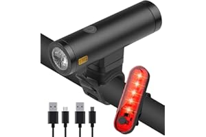 JR JUMIAR Bike Light, Super Bright Bike Light, USB Rechargeable Bike Lights Front and Back Set, IPX6 Waterproof Bicycle Light, Cycling Front & Rear Light for Road, Mountain, Night Riding