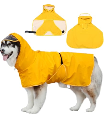 Impermeabile Per Cani Norhogo - Poncho Con Cappuccio, Taglia 26/28, Giallo
