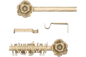 AT17 Bastone per Tende Estensibile Shabby Chic Gold Bouquet Collection 120-210 cm