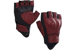 Harssidanzar Mens Gloves Half Finger Goatskin Leather Motorcycle Gloves GM037UK