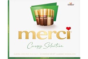 ‎MERCI merci Finest Selection Mandel Knusper Vielfalt – 1 x 250 g – Erlesene Nuss-Schokoladen-Spezialitäten – Gefüllte und nicht gefüllte Pralinen