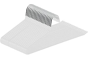 ABHENG Perchas para Pantalones con Lado Abierto, Perchas organizadoras, Paquete de 20, Metal Cromado, 38 x 0,5 x 13 cm, Blanco, AIY0520W