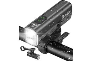 TOWILD 1800 Lumen Luci Bici, Luce Anteriore Intelligente Bicicletta a Doppia Sorgente Luminosa Faro Bicicletta LED Tipo C Ricaricabile da 5000mAh Supporta l'installazione Inversa, DLite1800