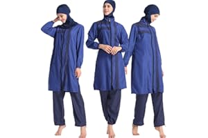 ziyimaoyi Bescheidene Bademode mit abnehmaberm Hijab, muslimischer Badeanzug, Bademode in voller Länge