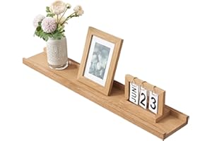 GIEANOO Étagère Murale, 60cm Étagère Flottante en Bois de chêne Massif, Rustique Etagere Bois pour Salon, Cuisine, Chambre, Salle de Bain