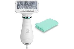 Ownpets 2 in 1 Pet Hair Dryer Brush, Portable & Quiet dog Hair Grooming dryer with Slicker Brush, Adjustable Temperature, Perfect Home Pet Care for Medium Small Dogs, Cats