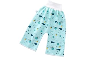 SINYE Pantalones Cortos de Falda de pañal, 2 en 1 Pantalones Impermeables a Prueba de Fugas de Dibujos Animados de Cintura Alta Que protegen el Vientre, Pantalones de bebé Reutilizables y Lavables