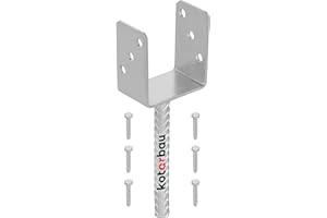 KOTARBAU® Support de poteau en U 91 mm Pied de Poteau Ancrage Poteau à Béton en Acier Galvanisé à Chaud Fixation Poteau Bois Pied Poteau Bois Support Poteau Bois