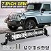 Produktbild CHEDENGX 1 Stücke 7 Zoll 18 Watt LED Lichtleiste Spot Beam Arbeitslicht Fahren Nebelscheinwerfer Straßenbeleuchtung für Jeep Auto LKW SUV Boot Marine