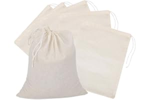 TANCUDER 6 PCS Filterbeutel Pressbeutel Stofftasche mit Tunnelzug Baumwolltasche Klein Musselin Beutel Natürlicher Filtersäcke für Straining Obst, Butter, Wein, Milchfilter (40 * 50cm)