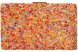 MODELISA - Bolso Clutch Cartera De Mano Cadena De Hombro Piedras Boda Noche Evento Mujer