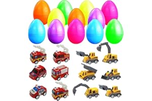 BESTOO Ostern Geschenke Kinder 12 Stück Gefüllte Ostereier mit Fahrzeuge Spielzeug für Oster Party, Ostereier zum Befüllen, Ostereier Jagd, Osterkorbfüller Kinder
