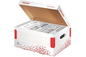 Esselte Boîte de Stockage et de Transport Speedbox, Couvercle Rabattable, Capacité 10kg, Blanc, 623911