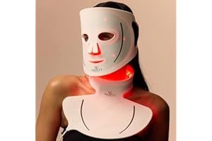 Lumalux Face+ | Masque pour le visage et le cou à lumière LED Pro de Project E Beauty | 1600 LED | 7+2 couleurs 460~1072nm | Masque LED à lumière rouge + infrarouge + infrarouge profond