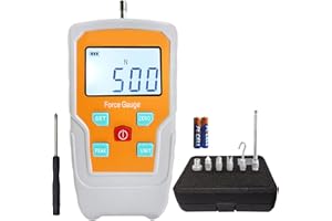 SOONKODA Digital Electronic Pull Gauge Tester 110LB/500N Force Gauge Push-Pull Meter Tension Compression Pressure Testing Thrust Meter Peak Mode with 6 Kinds of Probe and Extension Rod